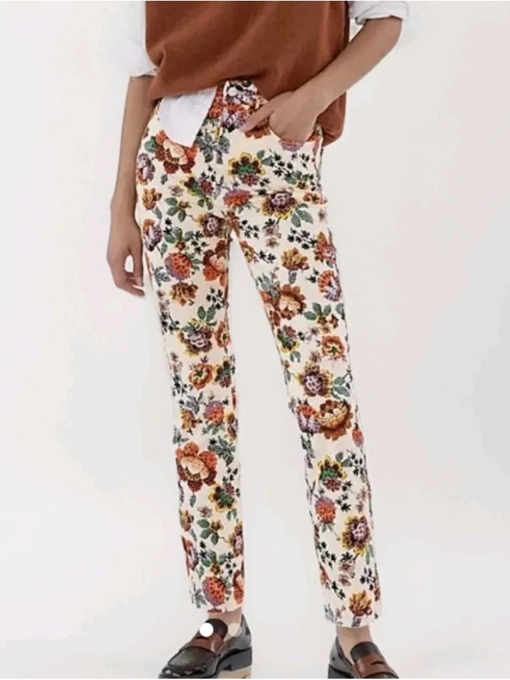 Pilcro by Anthropologie Floral-Print High Rise Cigarette Jeans